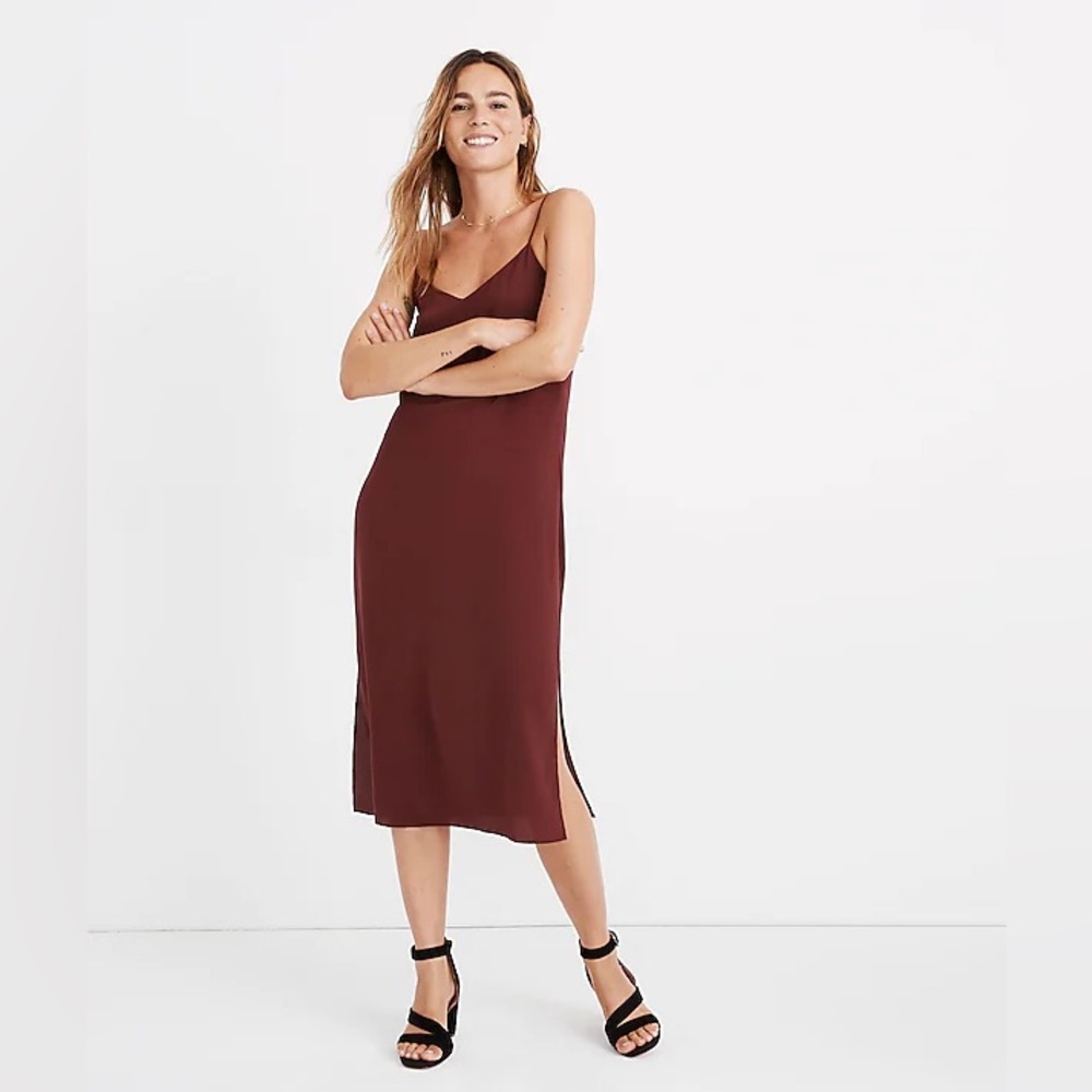 Madewell Silk Eva Side-Slit Slip Dress Size 8